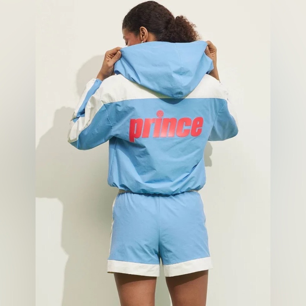 NWT Prince Pickleball Women's Woven Zip-Front Hooded Jacket - Light Blue M